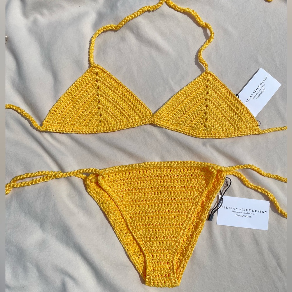 Yellow Crochet Bikini Set